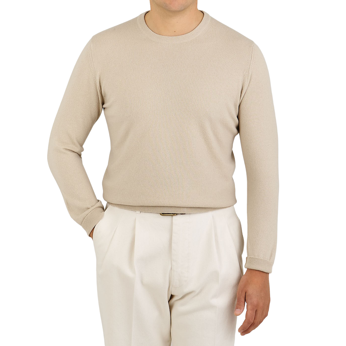 beige crewneck