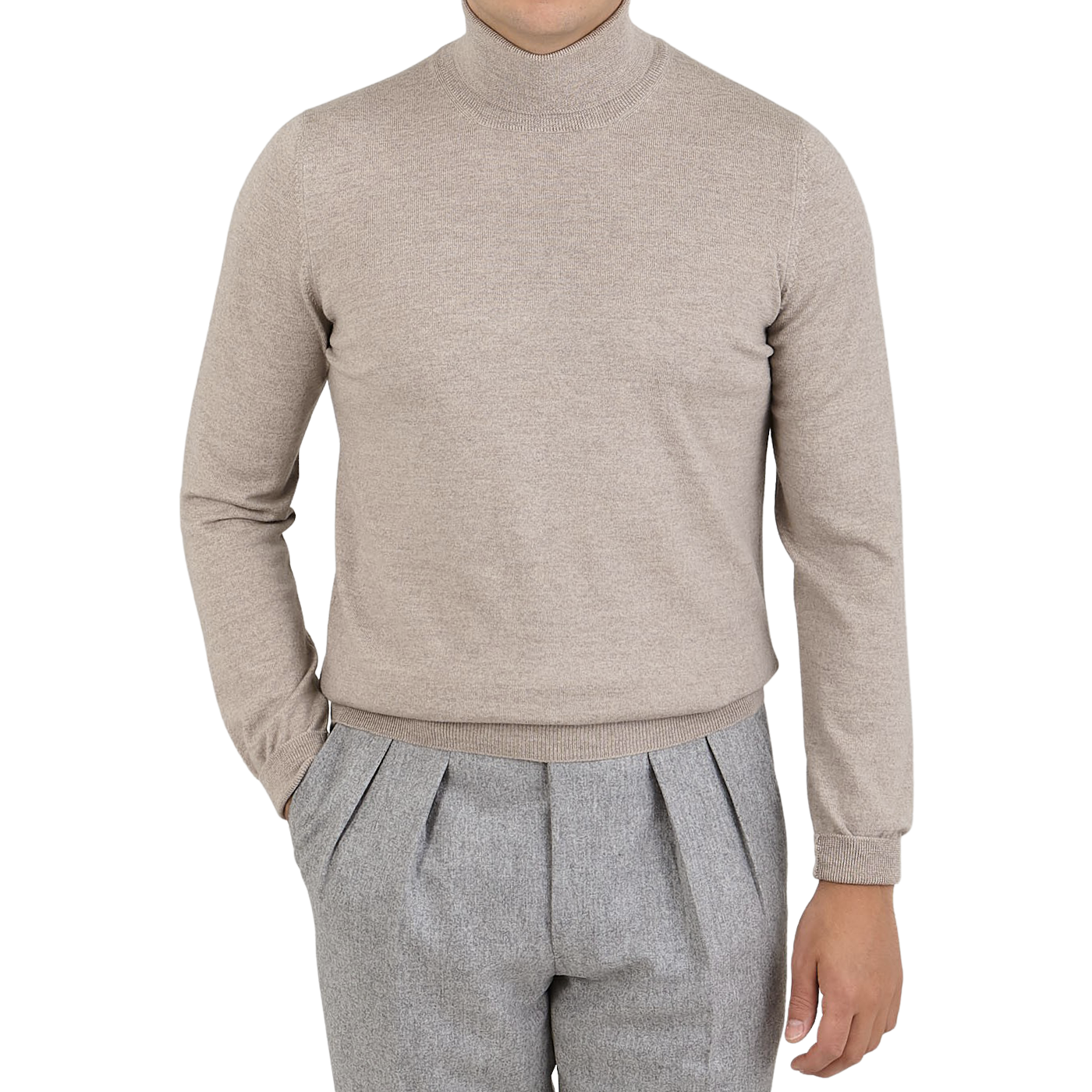 khaki roll neck