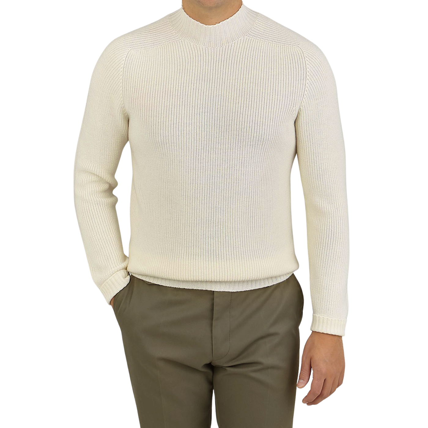 mock neck white sweater