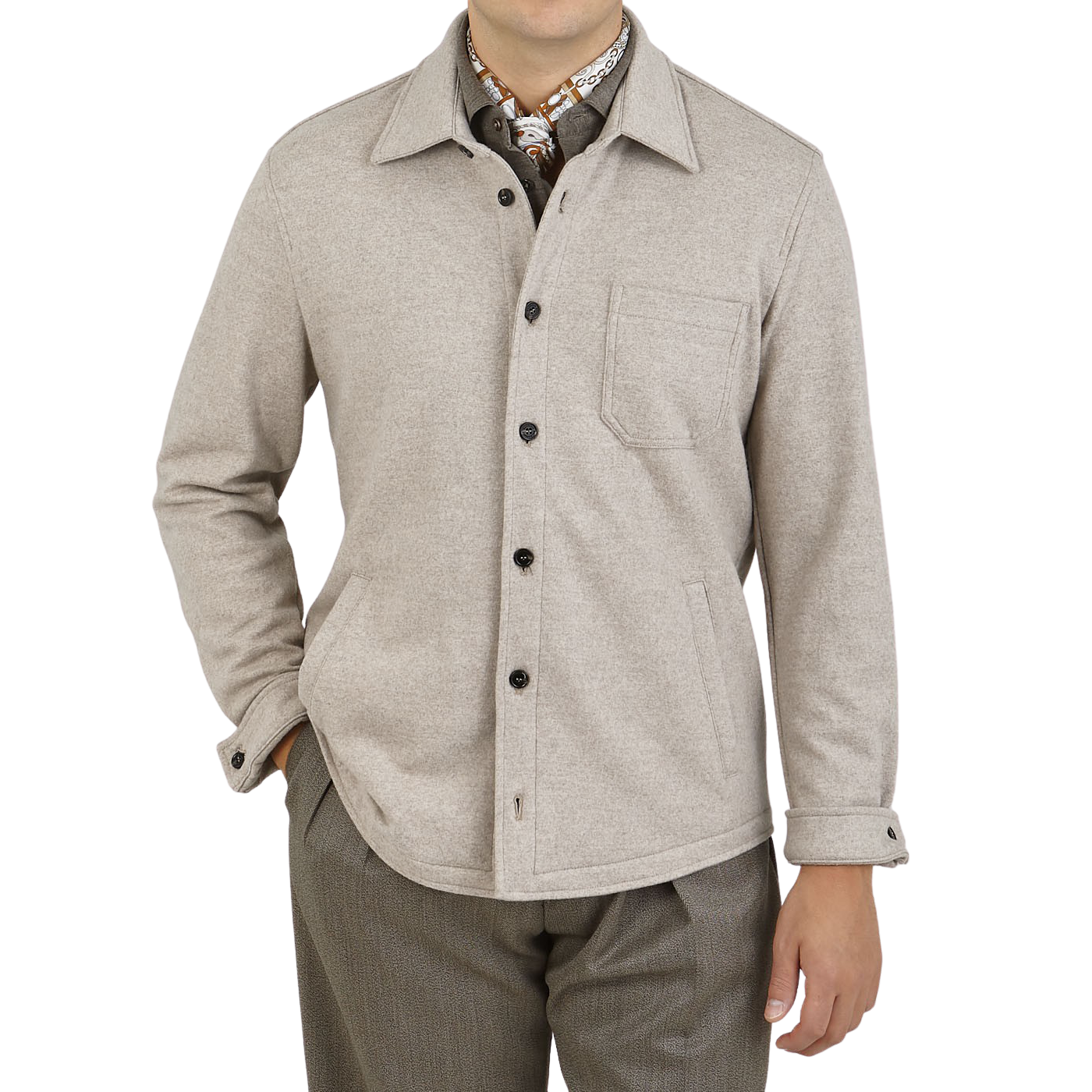 Taupe Beige Melange Merino Wool 