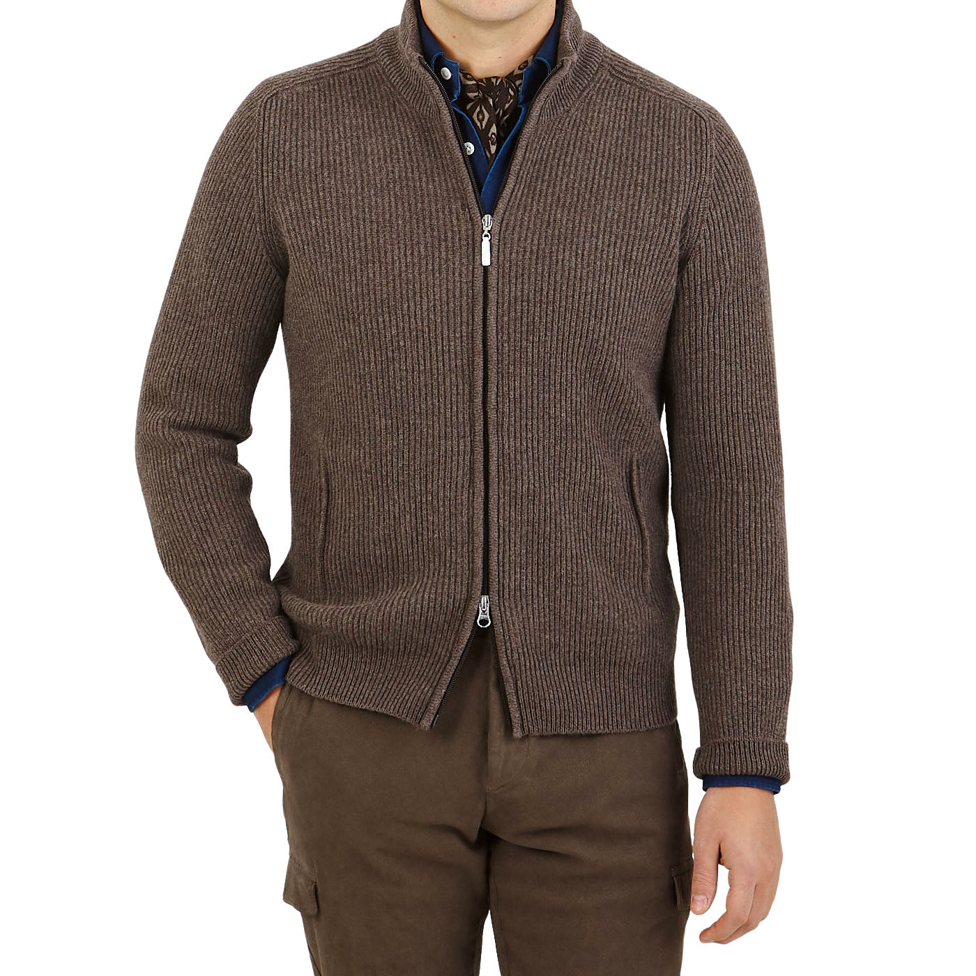 zipped wool cardigan