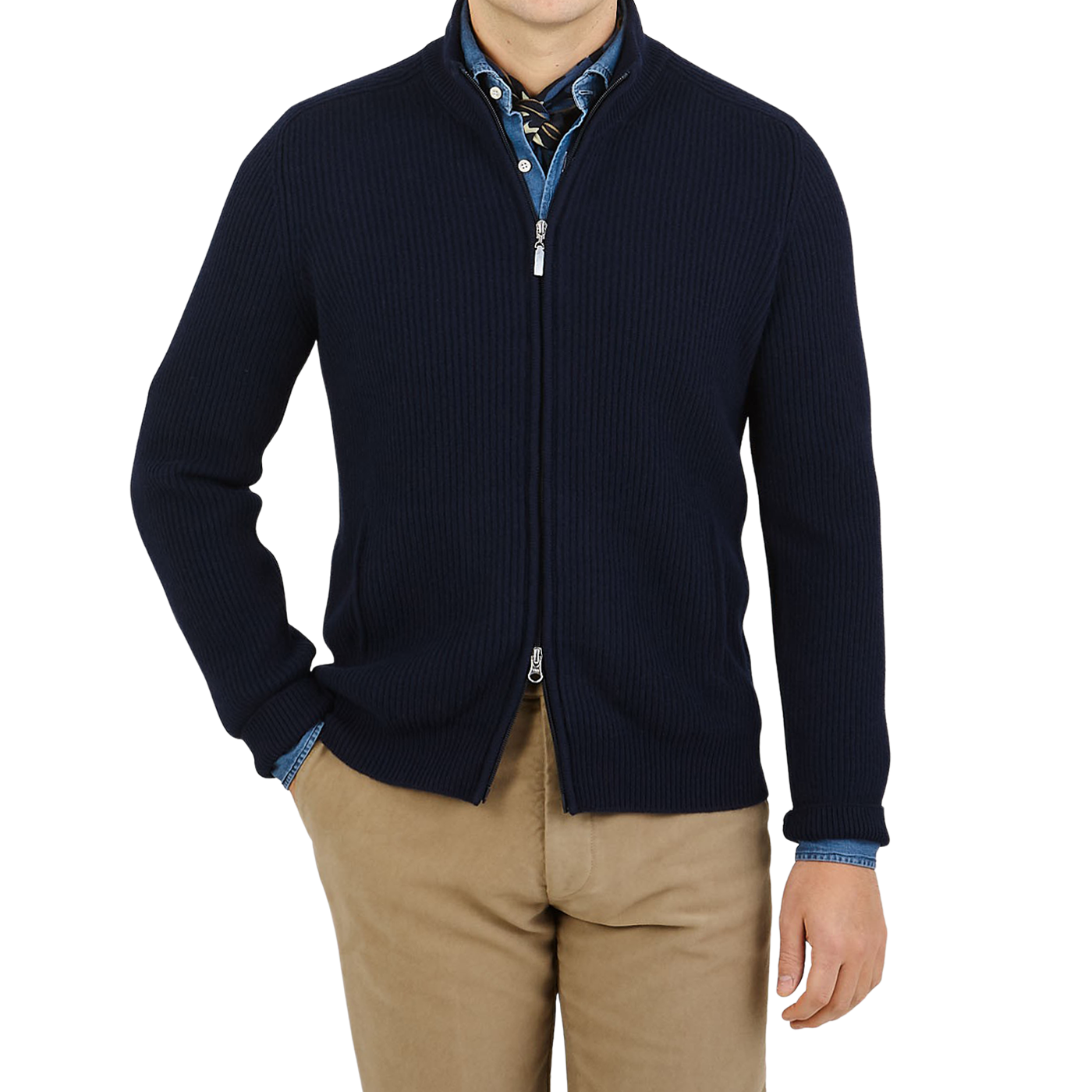 navy ribbed cardigan