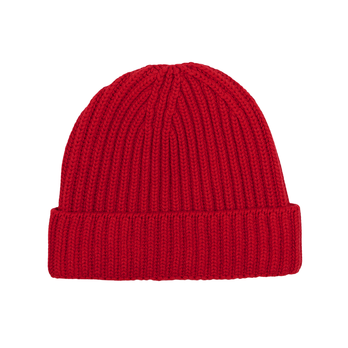 red ribbed beanie