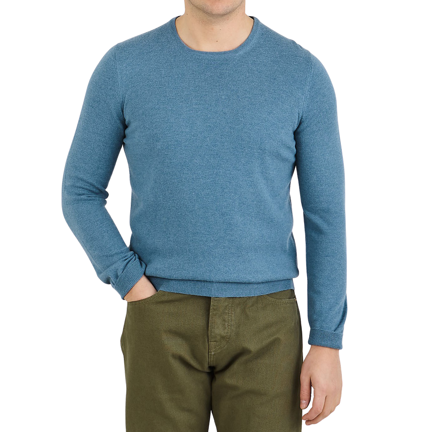 light blue crew neck sweater