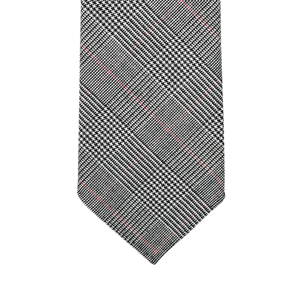 Dreaming of Monday Grey Pink Checked 7-Fold Vintage Wool Tie Tip