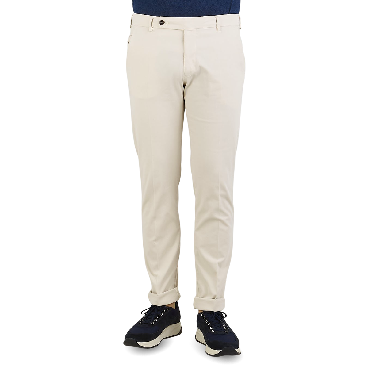 Cream Beige Cotton Stretch Chinos 