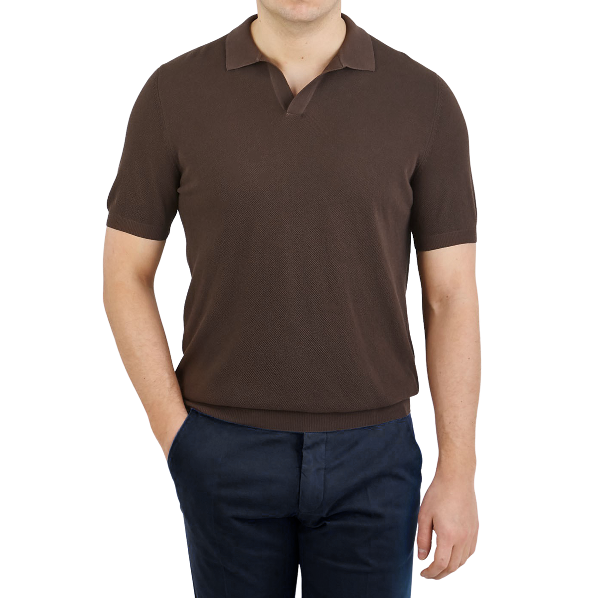 Brown Capri Collar Fresh Cotton Polo 