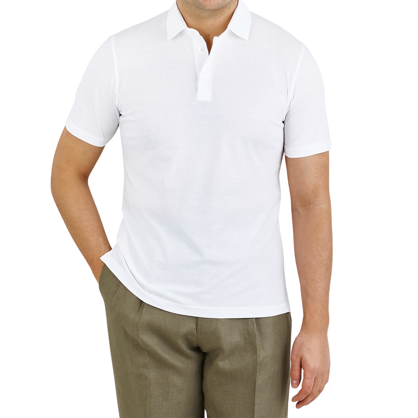 White Cotton Stretch Polo Shirt 