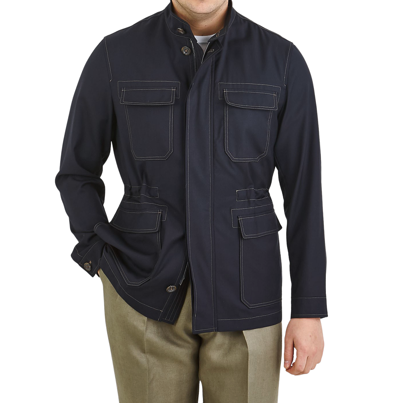 Canali - Navy Blue Impeccabile Wool Field Jacket | Baltzar