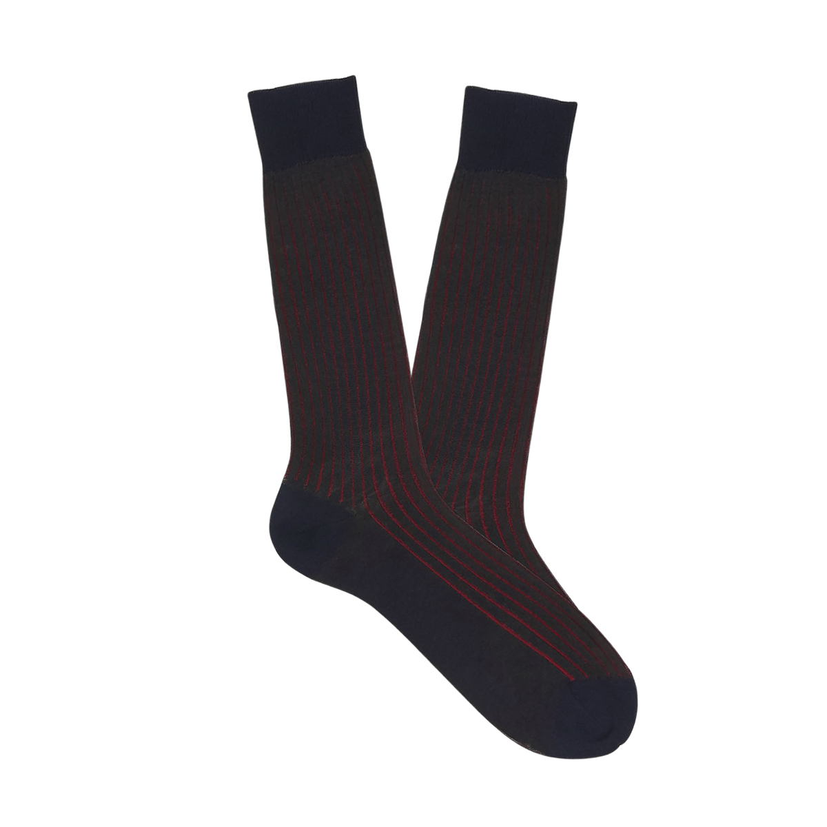 Canali - Navy Red Ribbed Cotton Vanisee Socks | Baltzar
