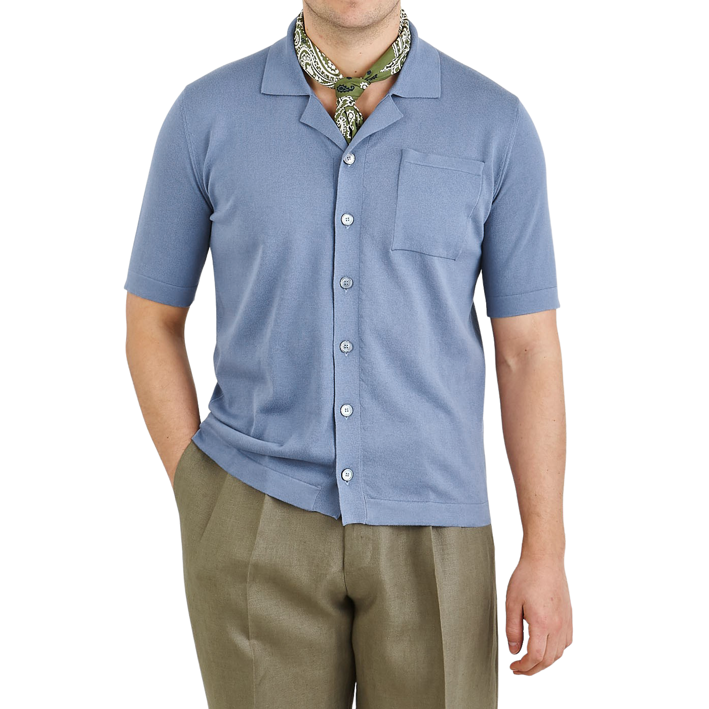 Light Blue Knitted Cotton Shirt 