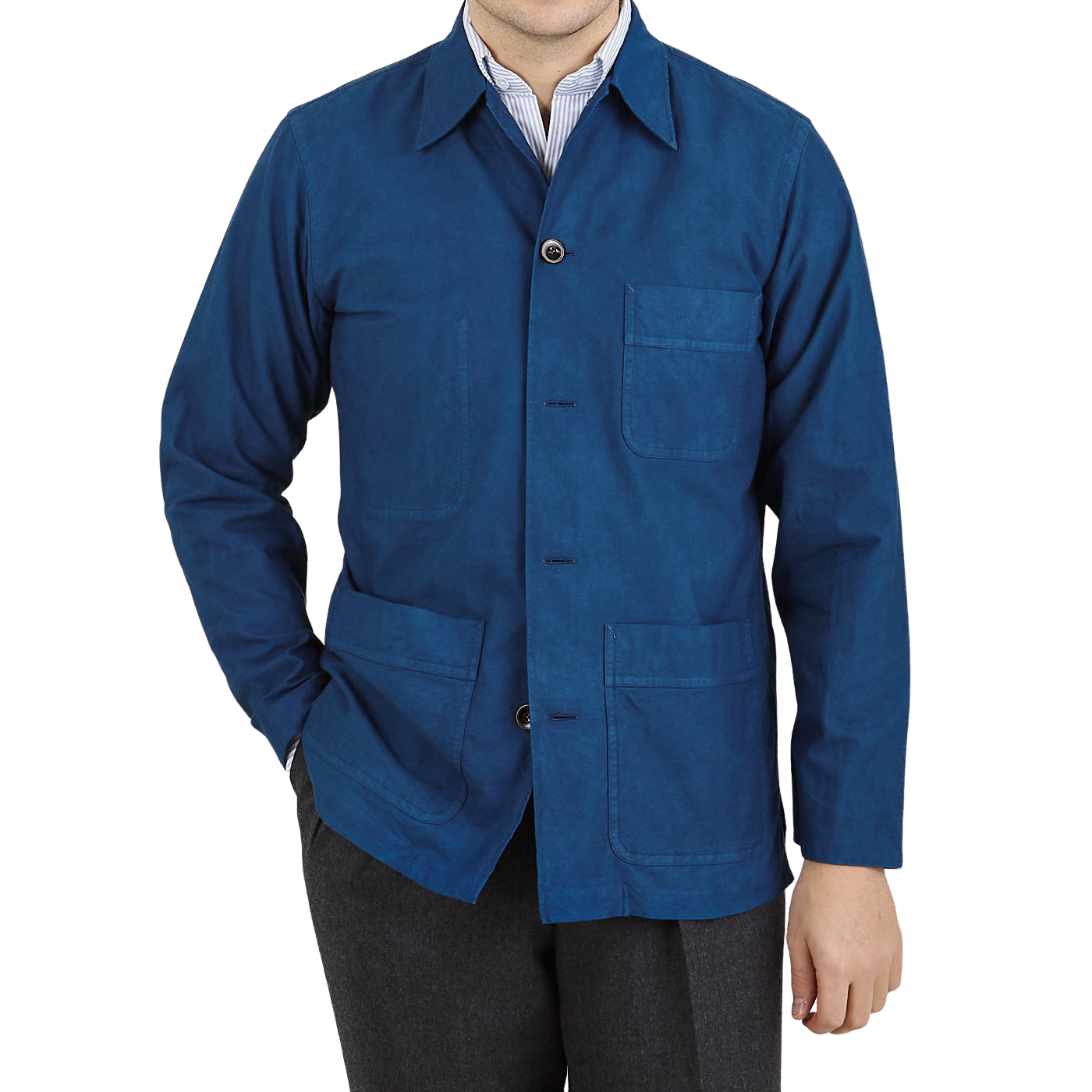 Ring Jacket - Blue Cotton Canvas Workman's Shacket 